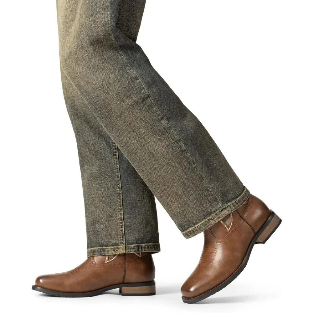 Men's Brown Durable Cowboy Classic Slip On Western Boots With Chic Embroidered